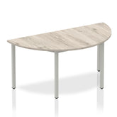 Impulse 1600mm Semi Circle Table Grey Oak Top Silver Box Frame Leg I003259 DD